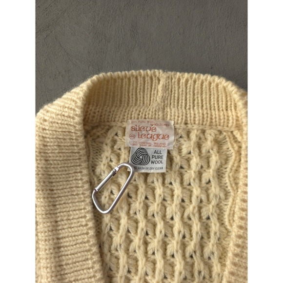 Vintage 1970s Slieve League Irish Cable Knit Wool Cardigan Sweater 44 Women's - Picture 5 of 11